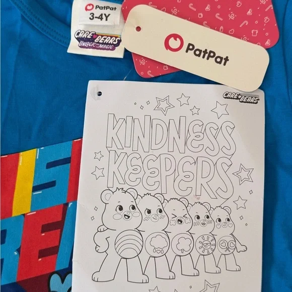 Care BearsWish It  Blue and White Long Sleeve Layered Tee 2 in 1 tee - Picture 5 of 6